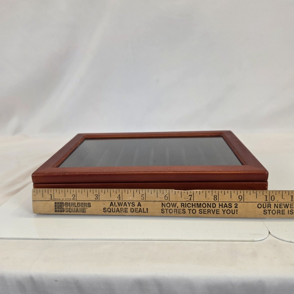 Vintage Wooden Fountain Pen Display Case Glass Top Storage Box Holds 10 Pens - Picture 7 of 10